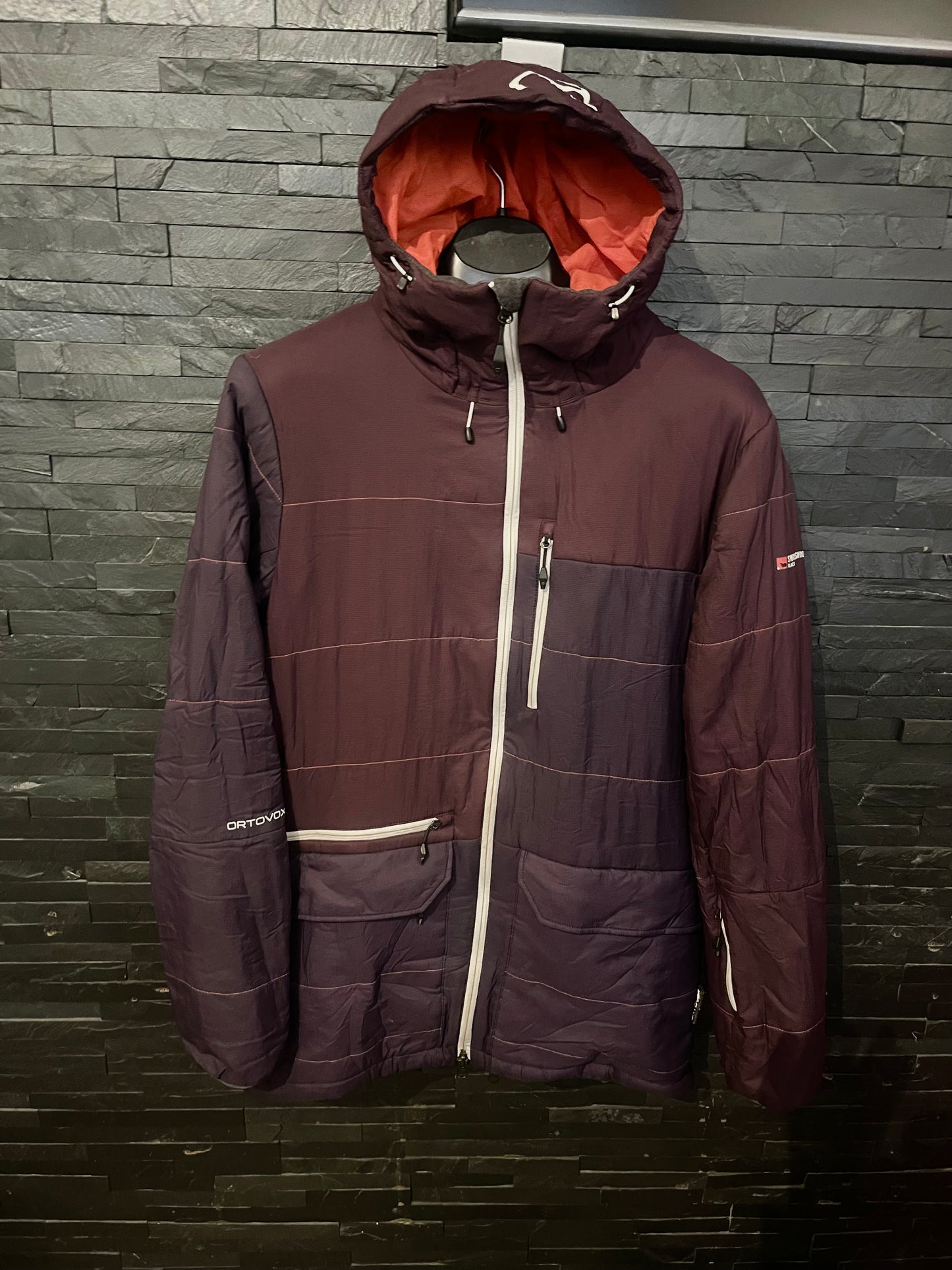 Jacke Ortovox aus Black Swisswool (M Herren) lila mit Kapuze