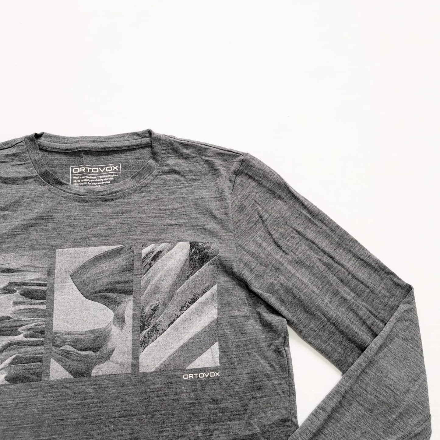 Ortovox 100% Merino Longsleeve (S Herren) grau Print