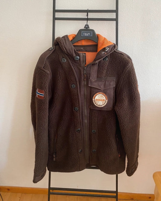 Teddy Jacke / Kurzmantel (L / XL Herren) Retro Pile braun