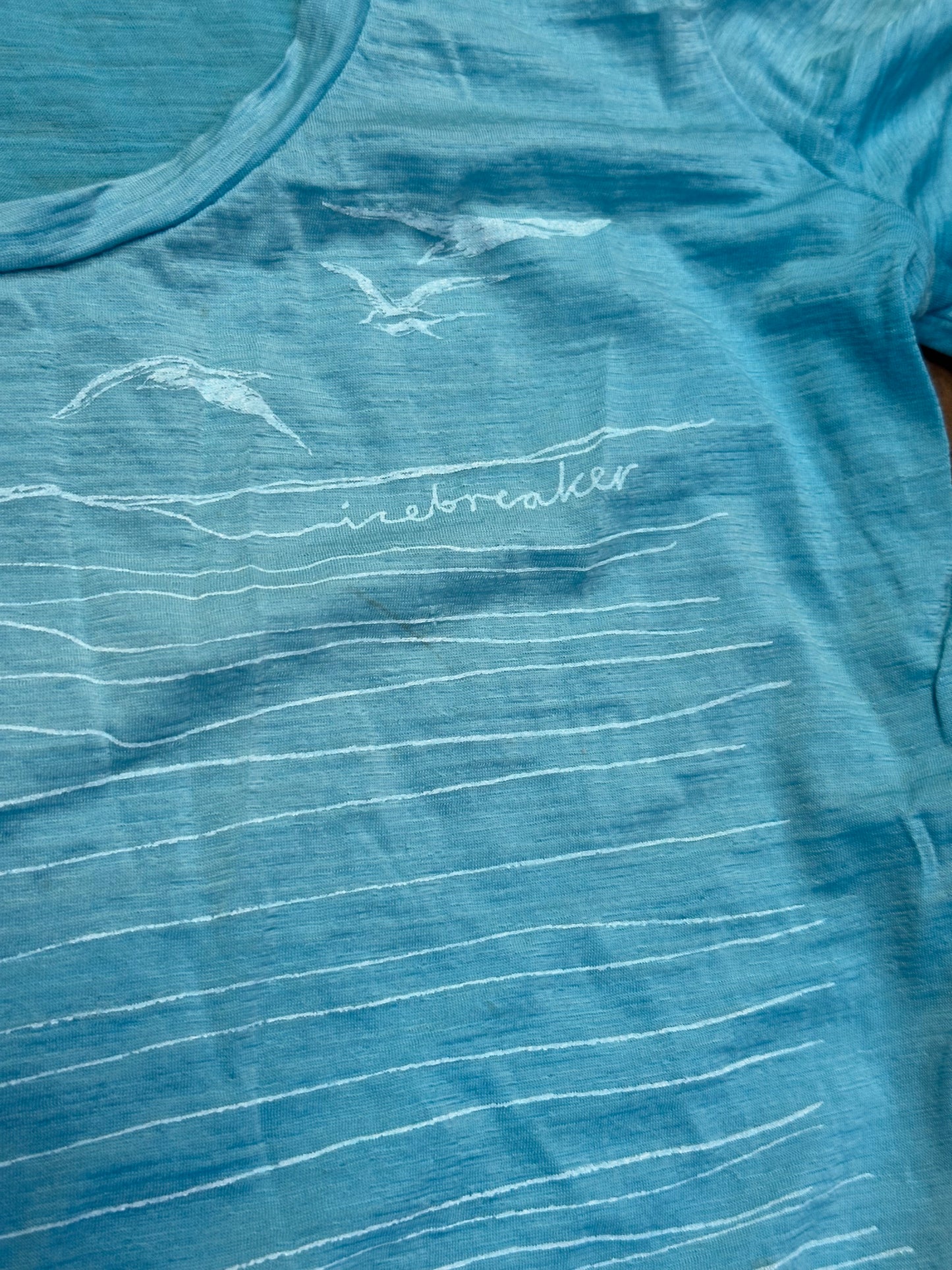 T-Shirt von Icebreaker Merino (XS /S Damen) blau mit Print