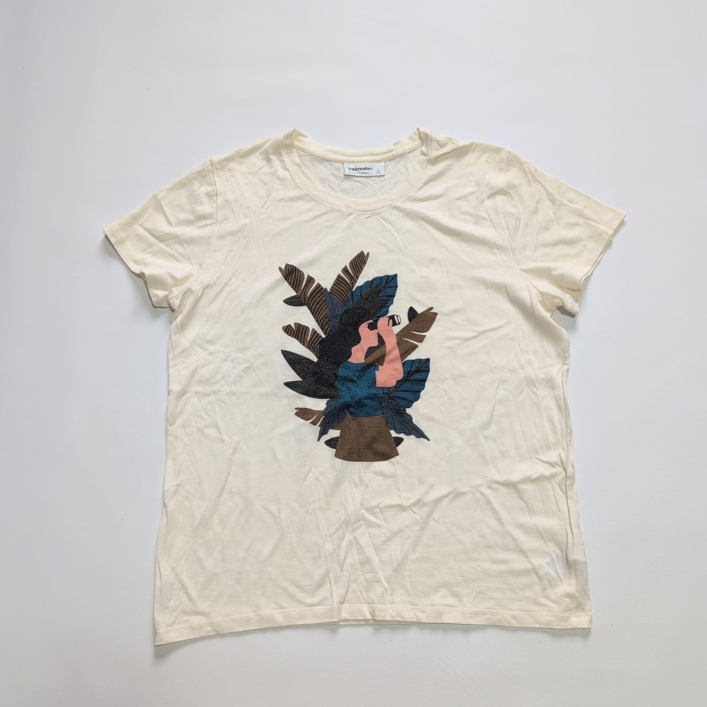 T-Shirt von Icebreaker 100% Merino (XL Damen) weiß Print