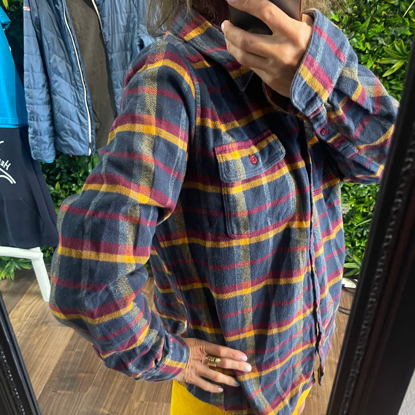 Patagonia Karo Hemd (L Damen) 100% Bio-Baumwolle dunkelblau kariert