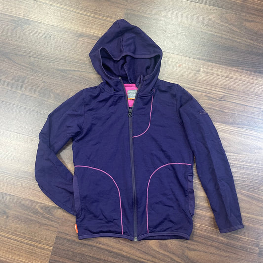 Merino Jacke von Icebreaker (Kinder 136-146) lila mit Kapuze