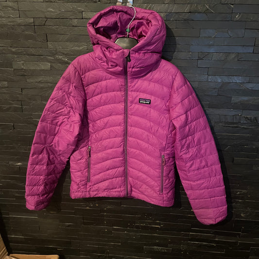 Patagonia Daunen Jacke (XS Damen) wasserabweisend Kapuze Magenta lila