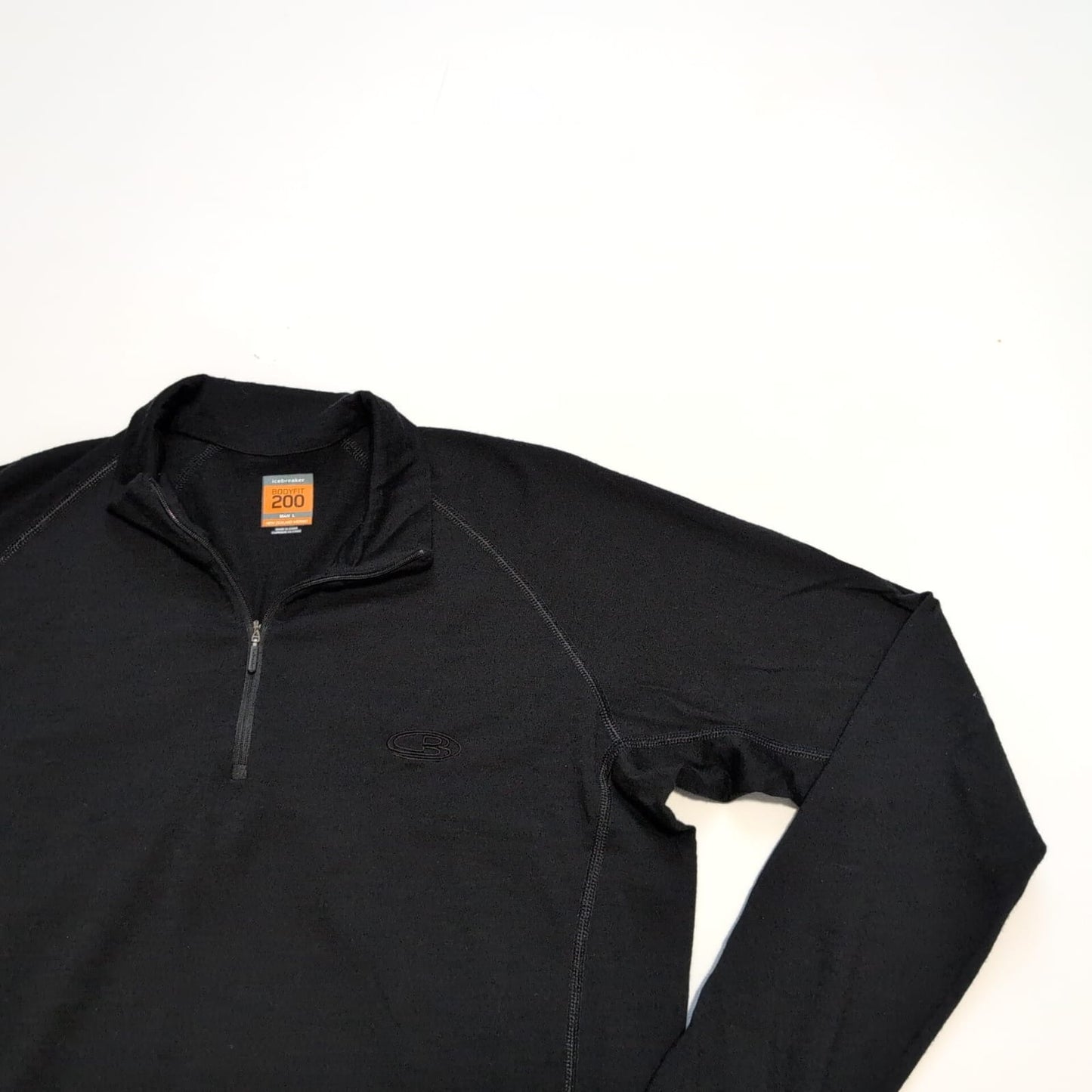 Merino Longsleeve von Icebreaker (L Herren) Langarm Zip Shirt schwarz