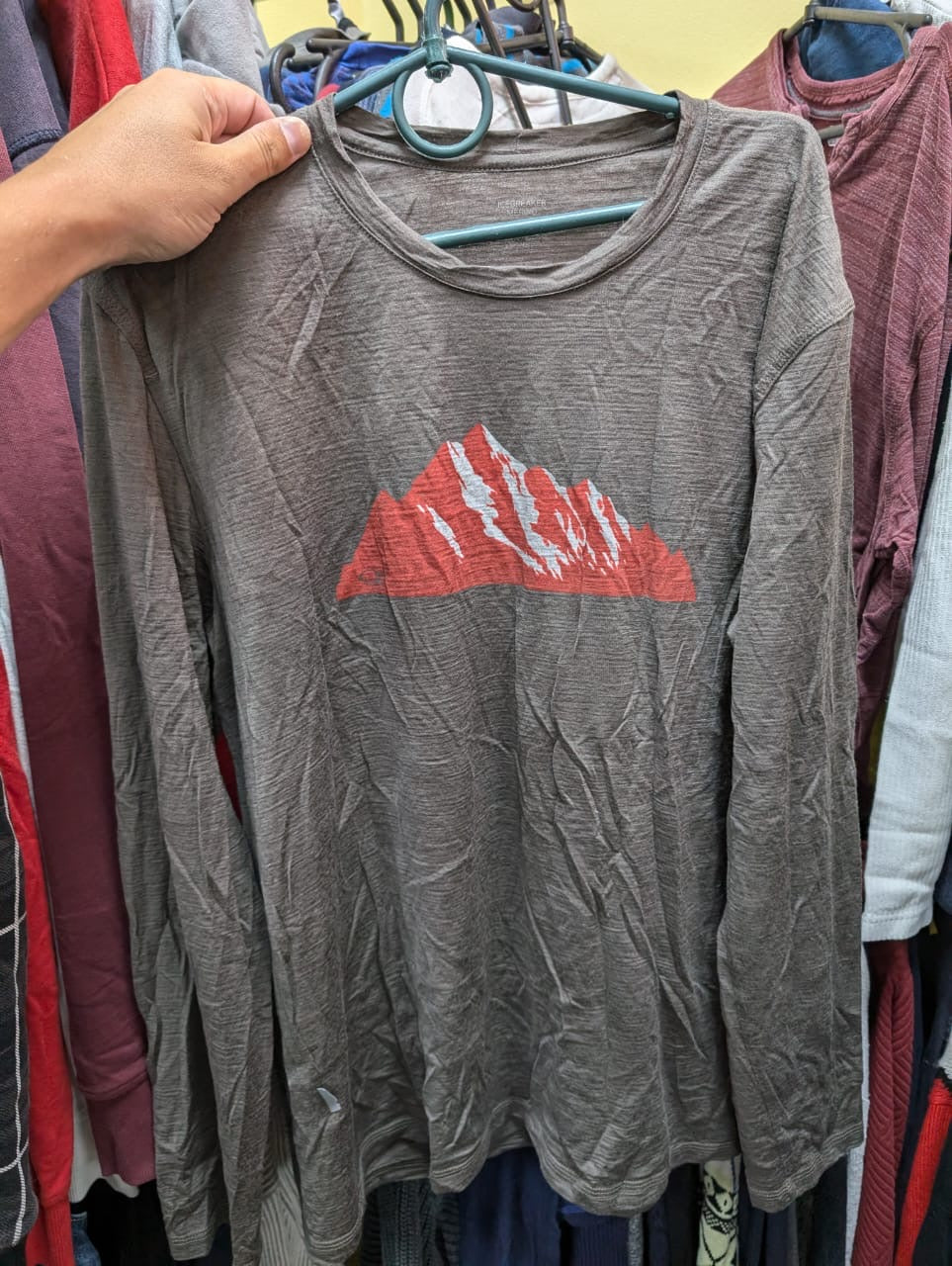 100% Merino Longsleeve Icebreaker (L Herren) braun Print - wanderlich.com