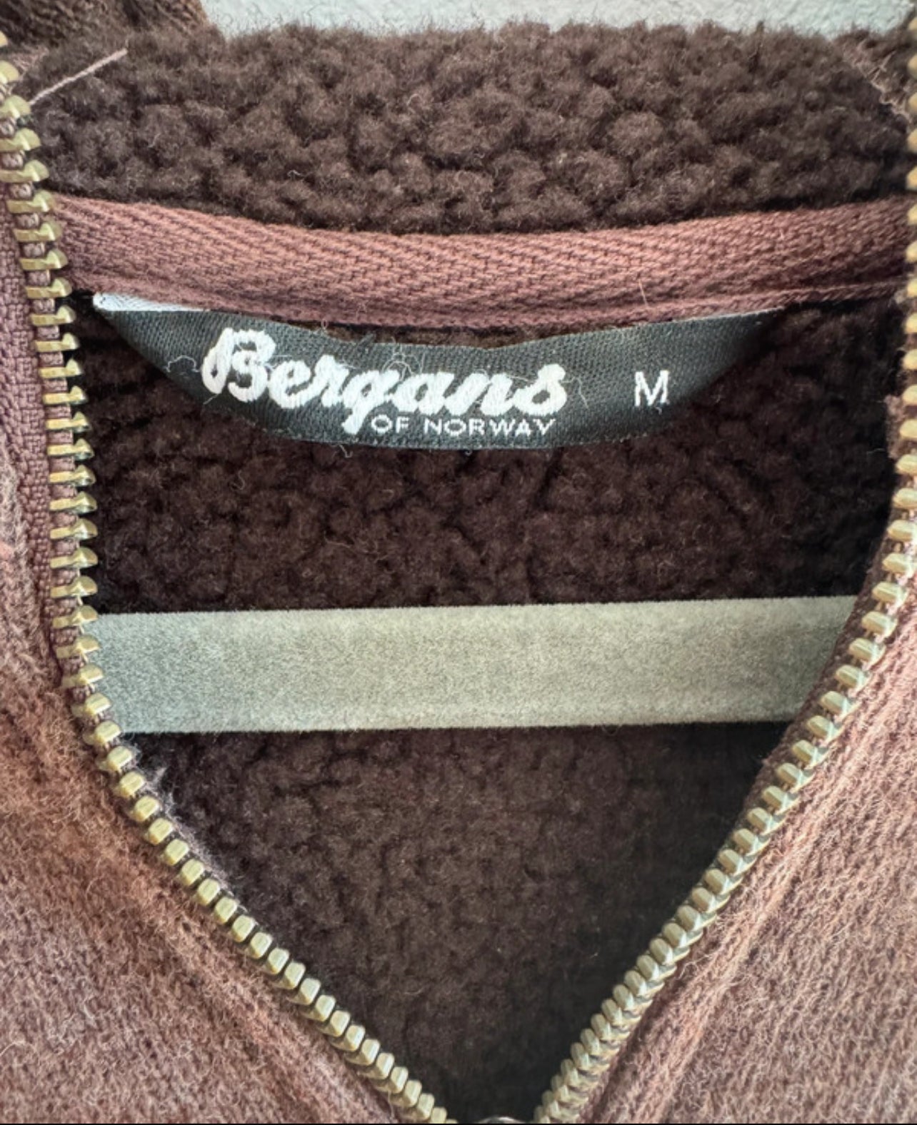 Warme Jacke Bergans of Norway (M Herren) Zip Hoodie mit Wolle braun