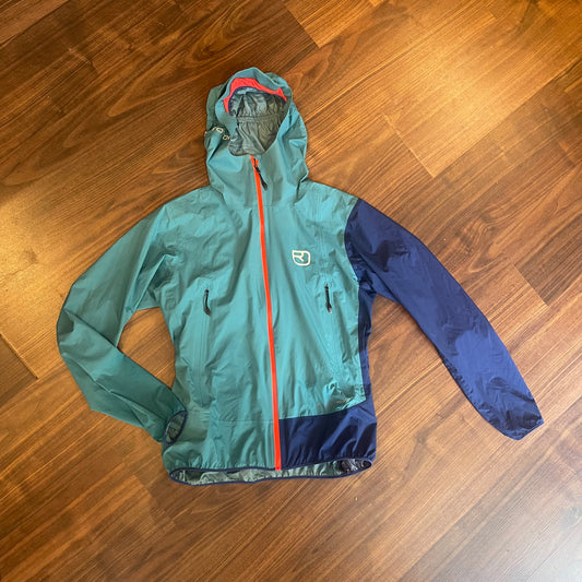 Ultraleichte Regen Jacke Ortovox Merino (M Damen) Hardshell blau
