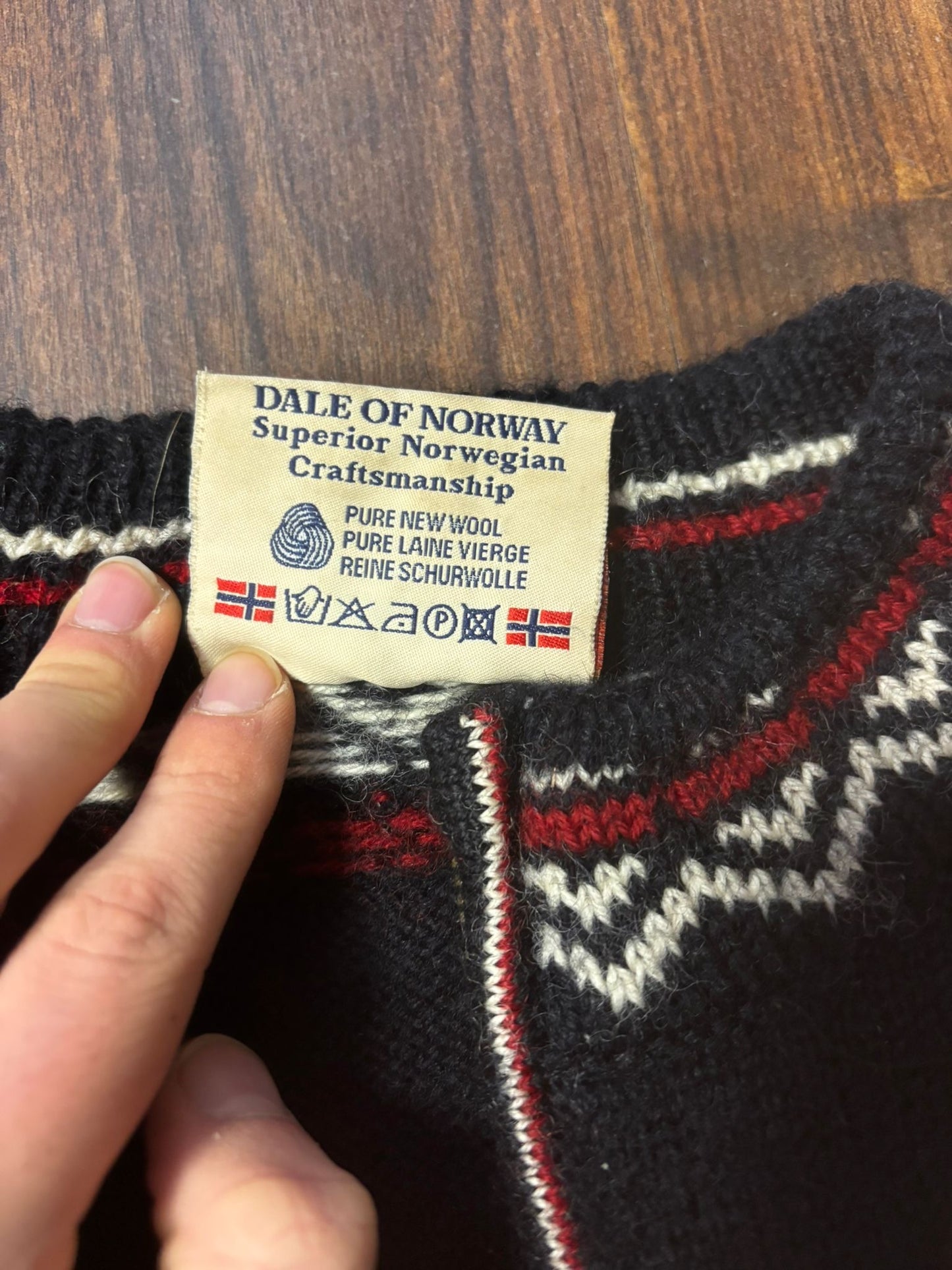 Strick Pullover Dale of Norway (M bis L Herren) Neck Zip schwarz Muster - wanderlich.com