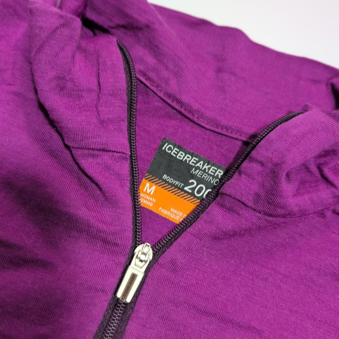 Merino Zip Longsleeve Icebreaker (M Damen) Magenta lila