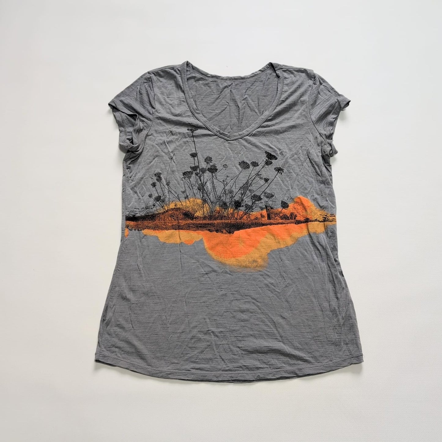 T-Shirt von Icebreaker Merino (L Damen) grau Print