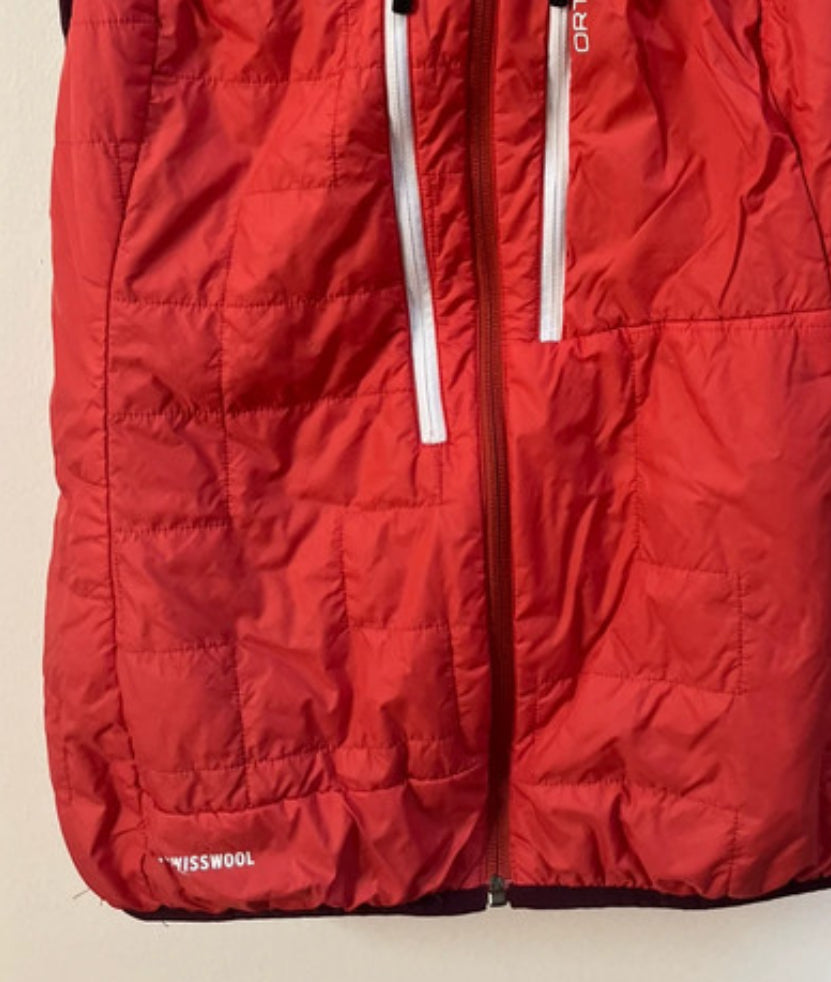 Kapuzen Weste von Ortovox Swisswool (L Damen) korallenrot