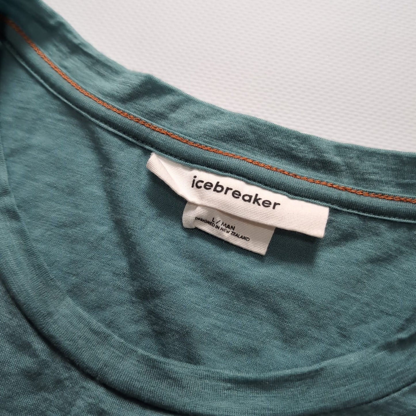 Merino T-Shirt von Icebreaker (L Herren) türkis blau Print Velo
