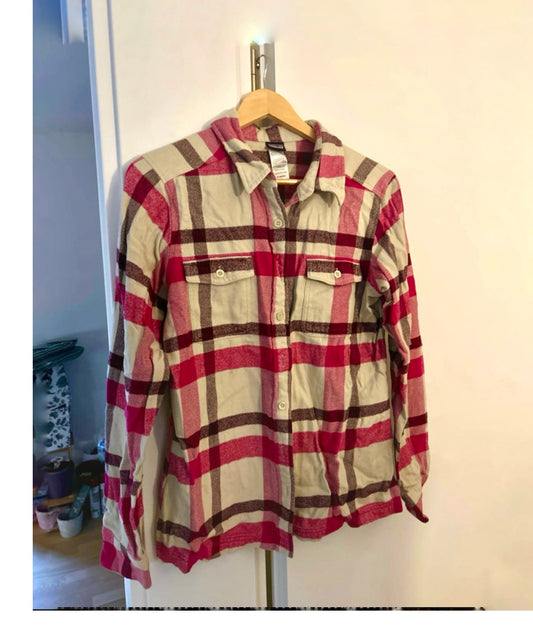 Patagonia Karo Hemd (M Damen) Baumwolle Flannel pink creme kariert