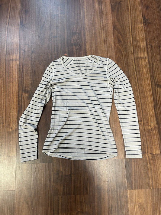 Longsleeve Icebreaker (XS Damen ) Merino 200 Baselayer grau gestreift