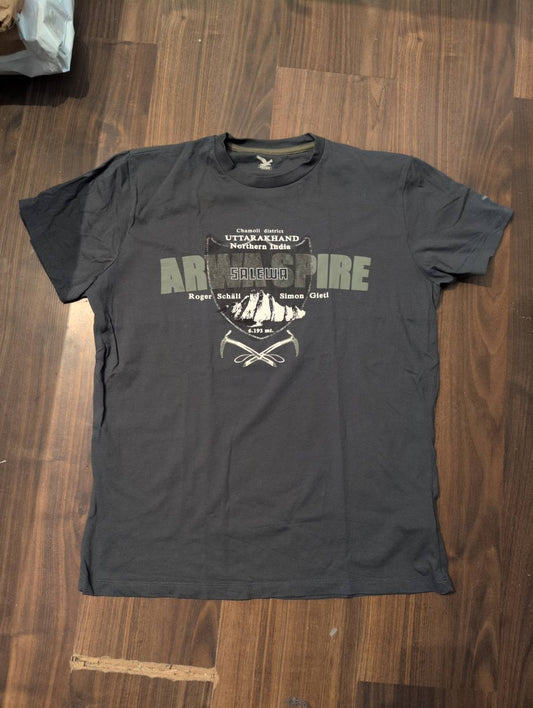 T-Shirt von Salewa (L Herren) Baumwolle grau Brustprint