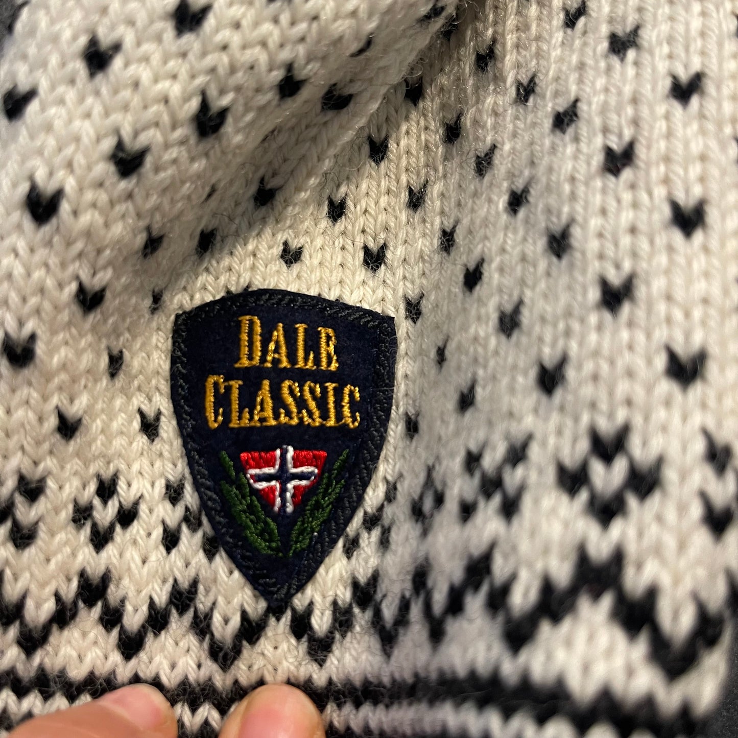 Strick Jacke von Dale of Norway (M Herren / L Damen) weiß bunt pure Wolle