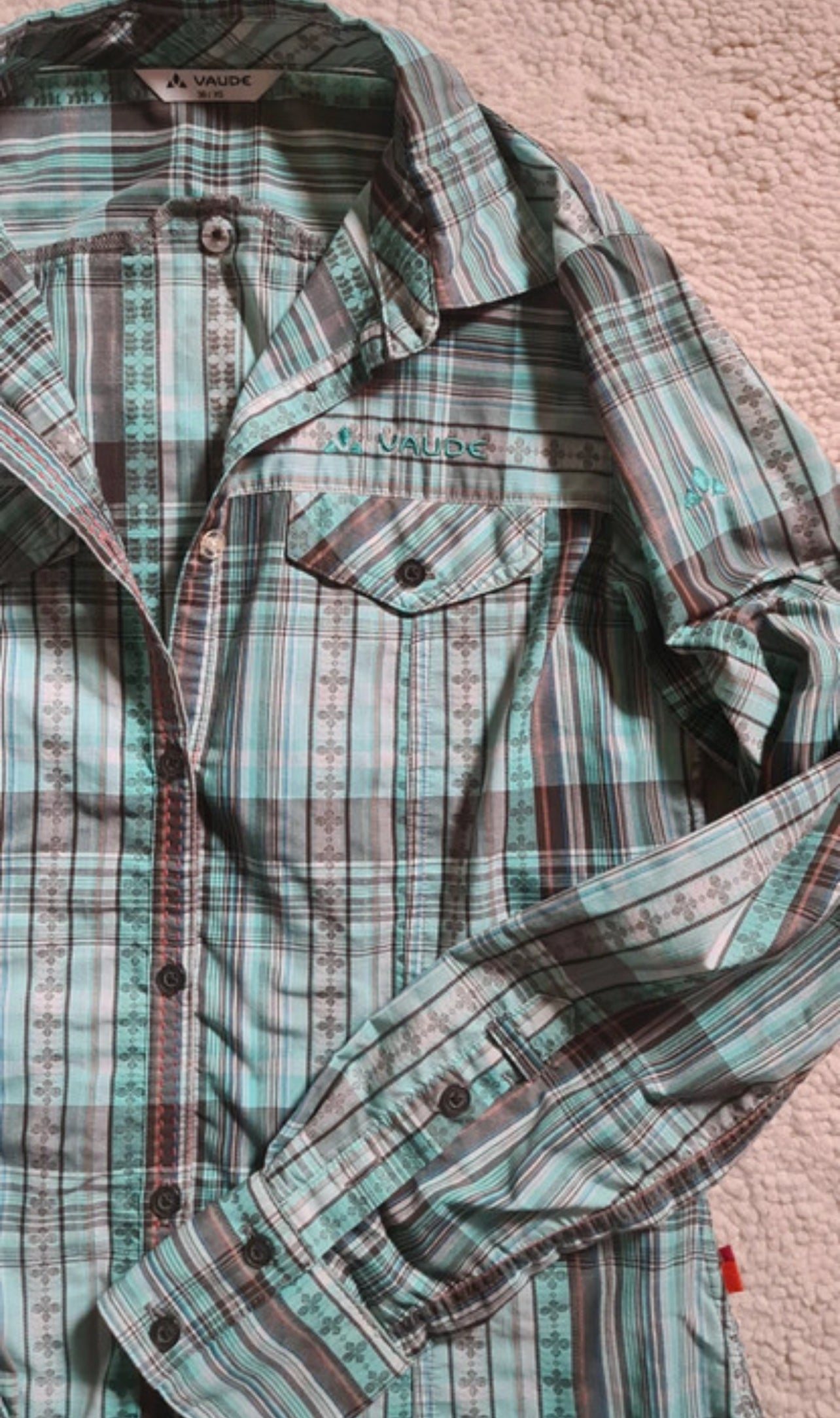 Wander Hemd von Vaude (S Damen) türkis-blau kariert