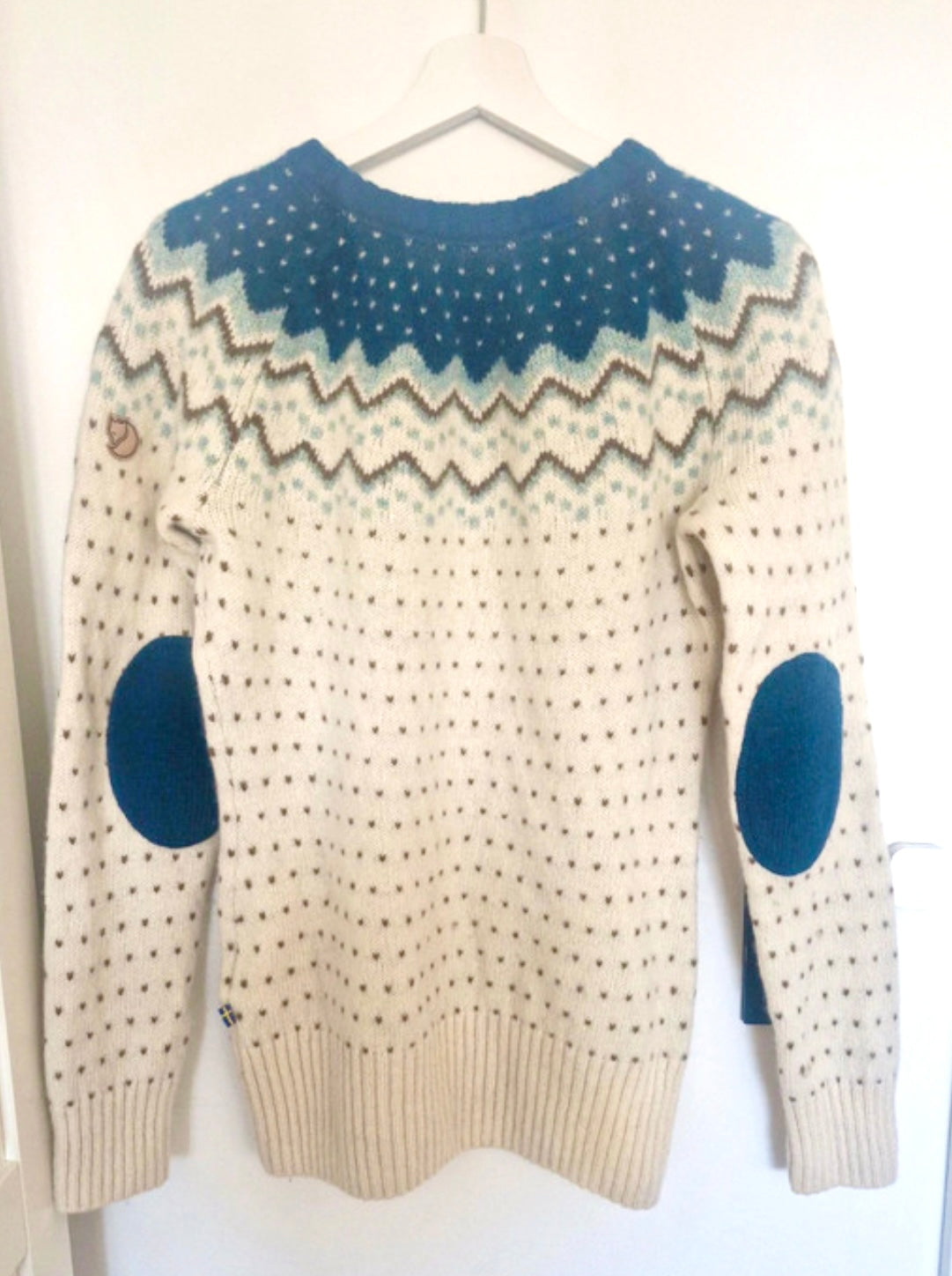 Strick Pullover Fjällräven pure Wolle (M Damen ) weiß blau