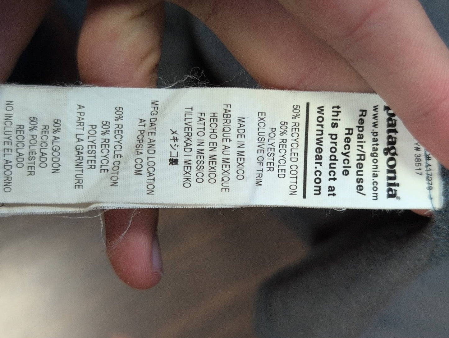 Longsleeve Patagonia (M Herren) Rückenprint Bio-Baumwolle grau