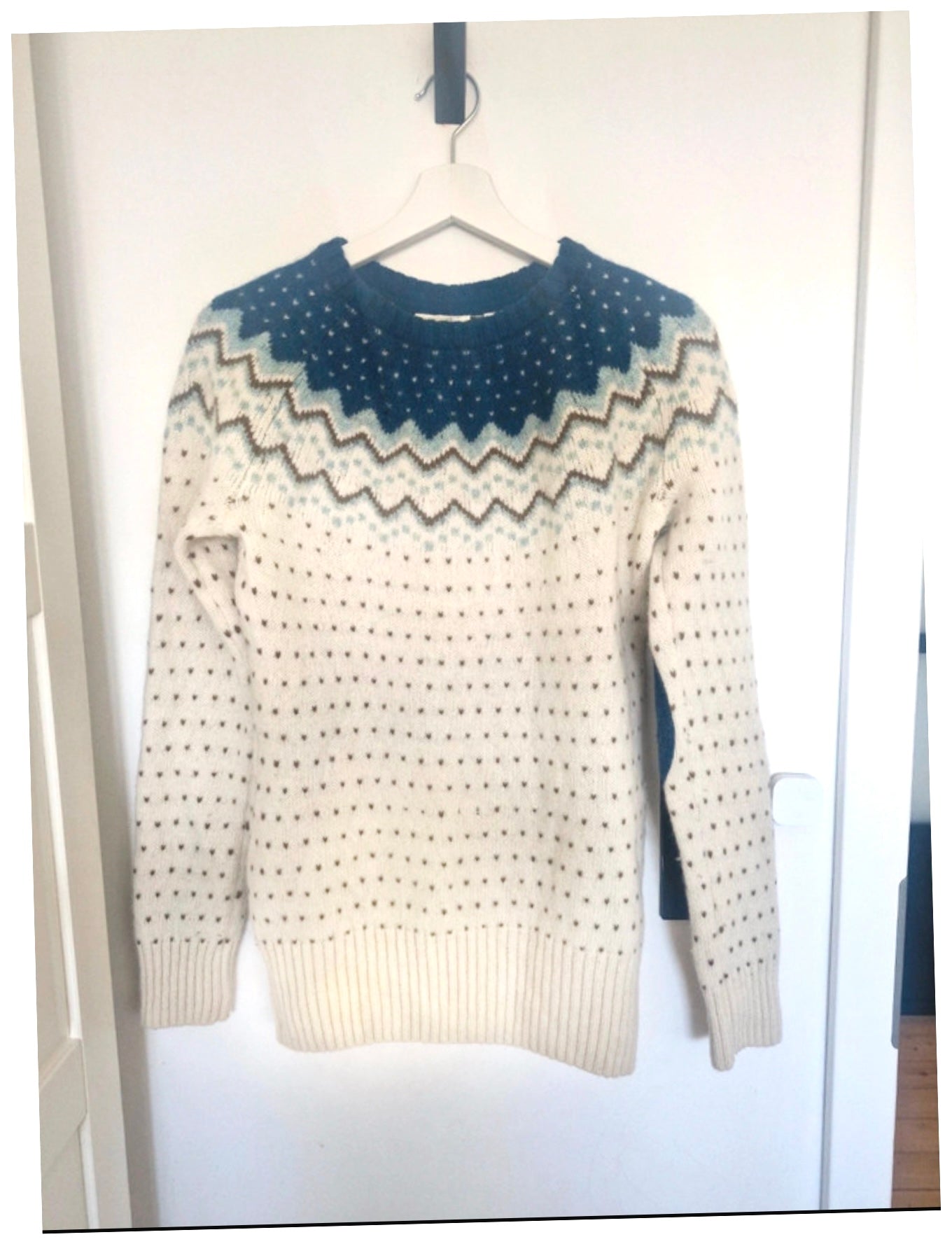 Strick Pullover Fjällräven pure Wolle (M Damen ) weiß blau