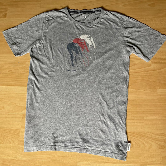 Baumwolle T-Shirt von Maloja (L Herren) grau mit Künstlerprint
