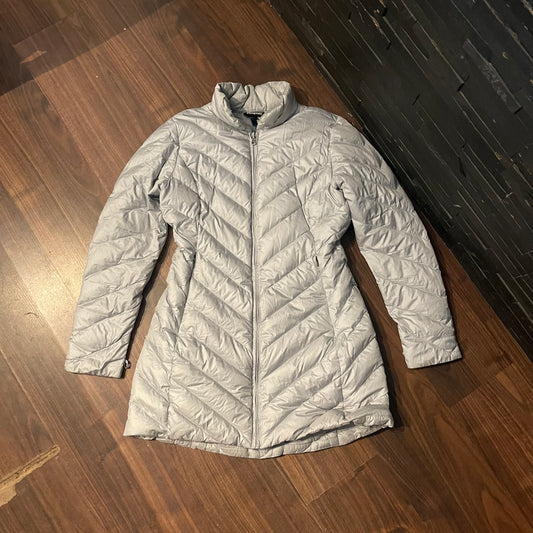 Daunen Mantel Patagonia (L Damen) lange Steppjacke Silber grau