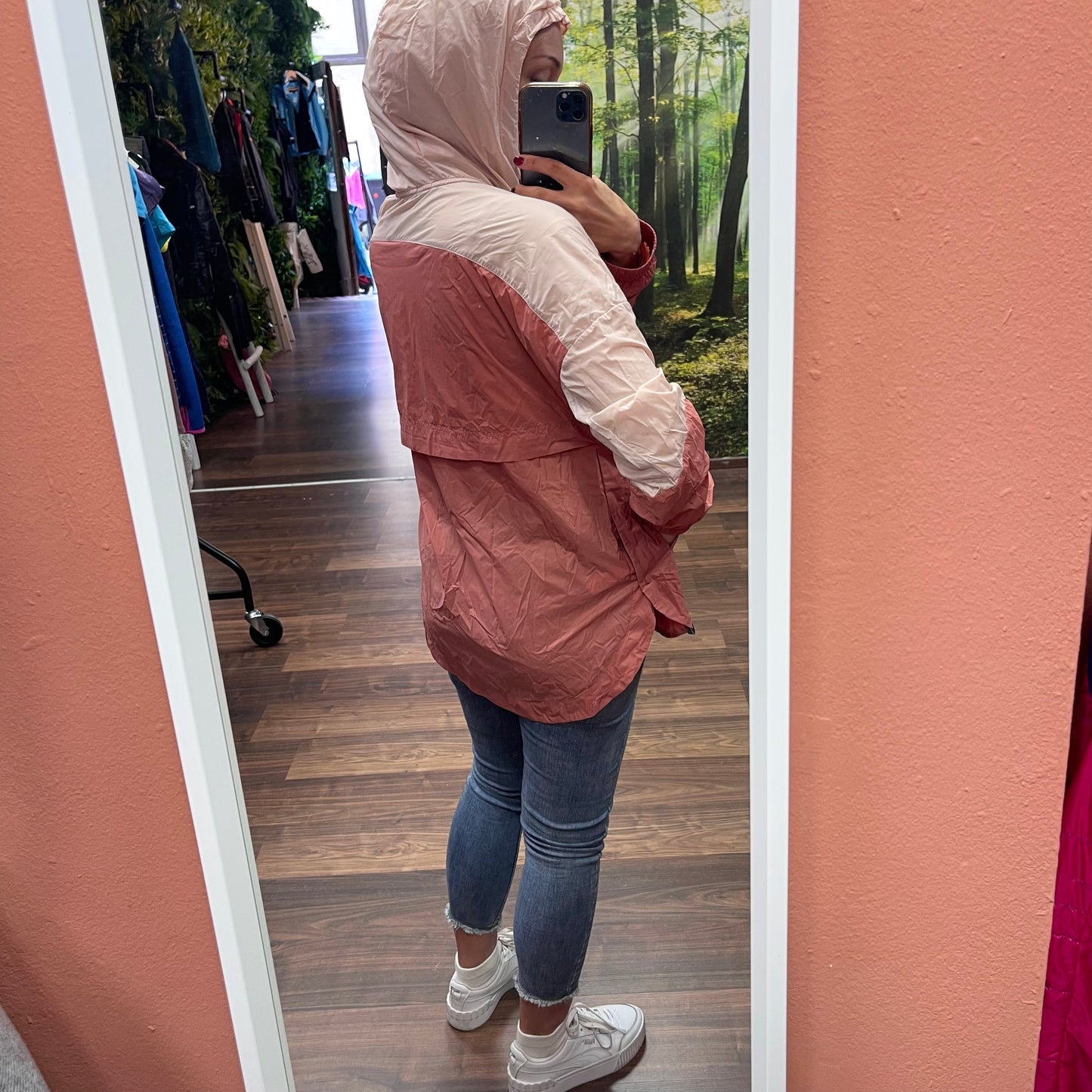 Ultraleichte Regen Jacke mit Merino (M / L Damen) Schlupfjacke rosa