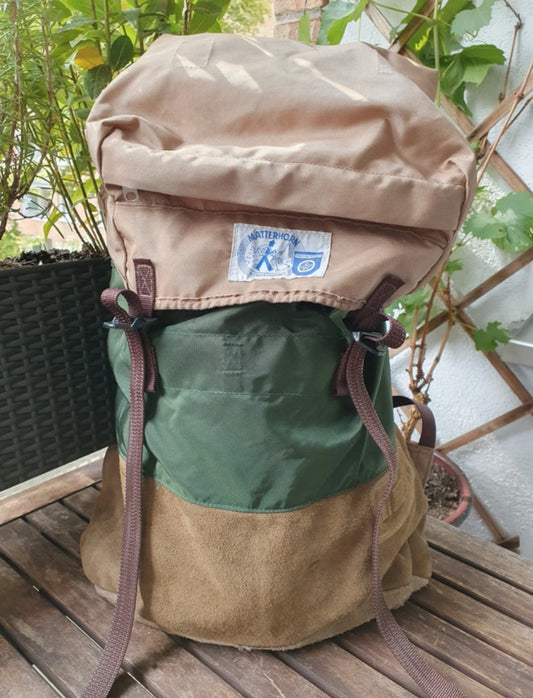 Original Matterhorn Rucksack Vintage beige grün Wildleder