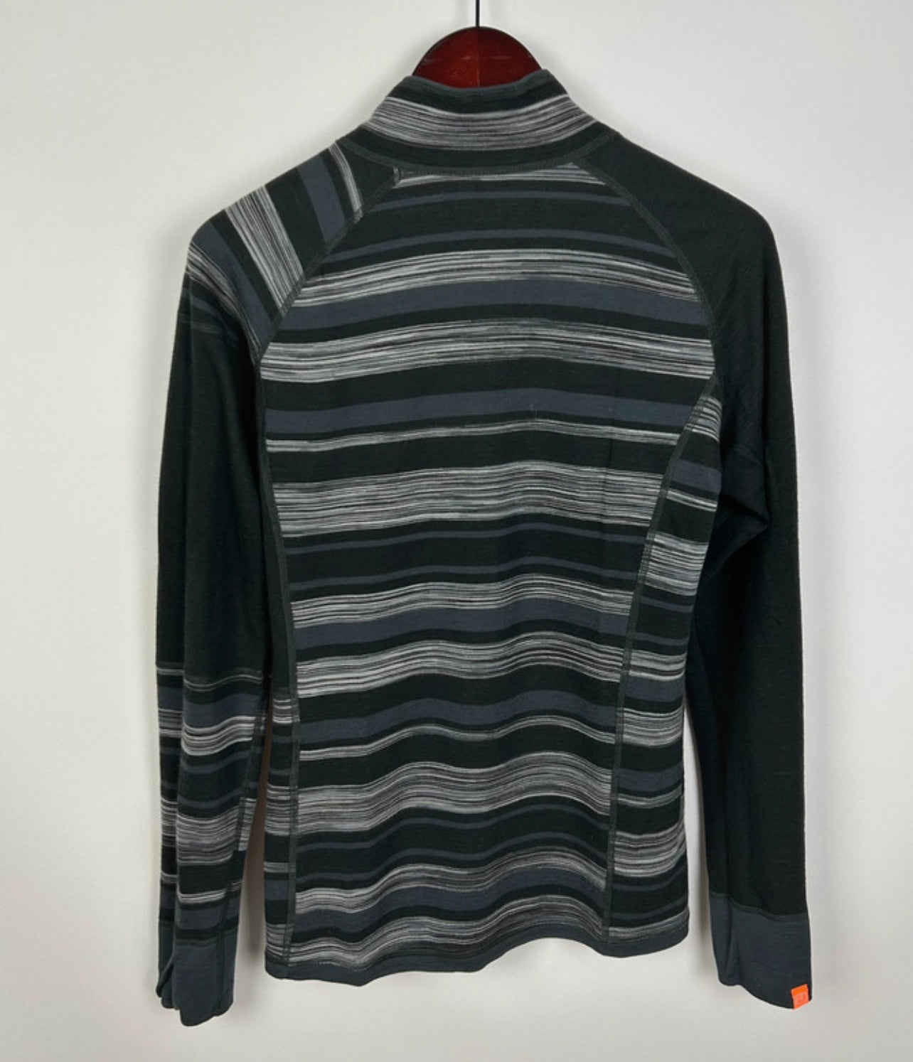 Longsleeve Ortovox Merino (M Herren) 1/3 Zipper Shirt dunkelgrau gestreift
