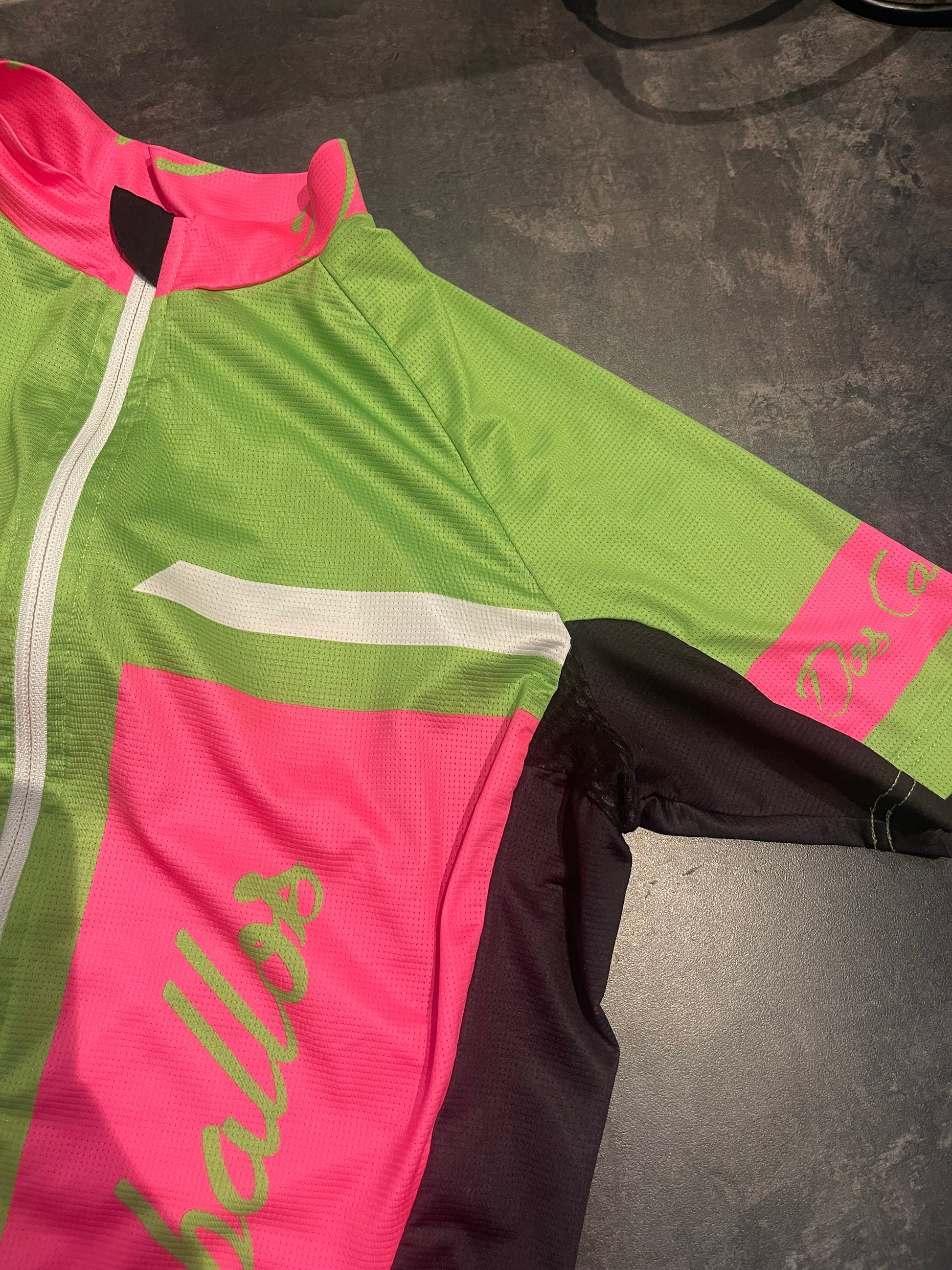 Full Zip Radtrikot  (XS Damen) pink grün Dos Caballos - wanderlich.com