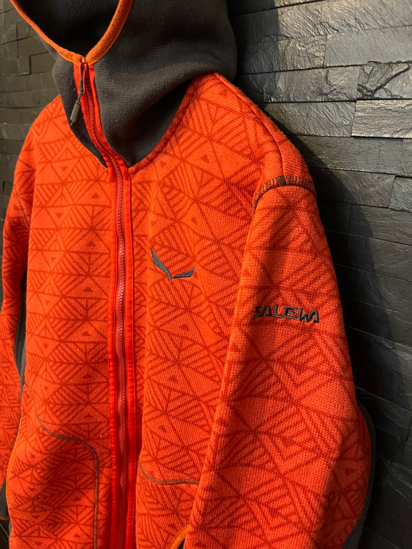 Fleece Jacke von Salewa (L Herren) Zipper Hoodie Muster orange