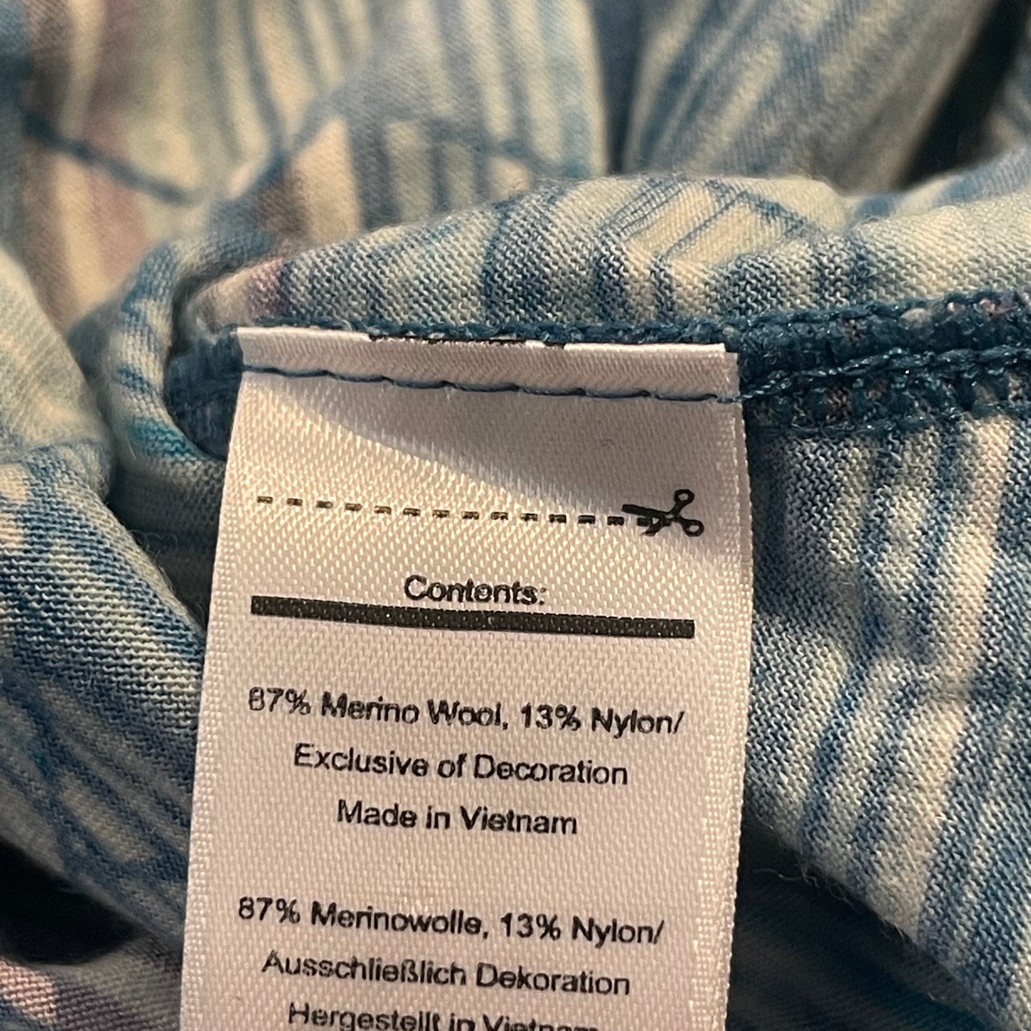Merino T-Shirt Damen XS /S von Smartwool blau mit geometrischem Print