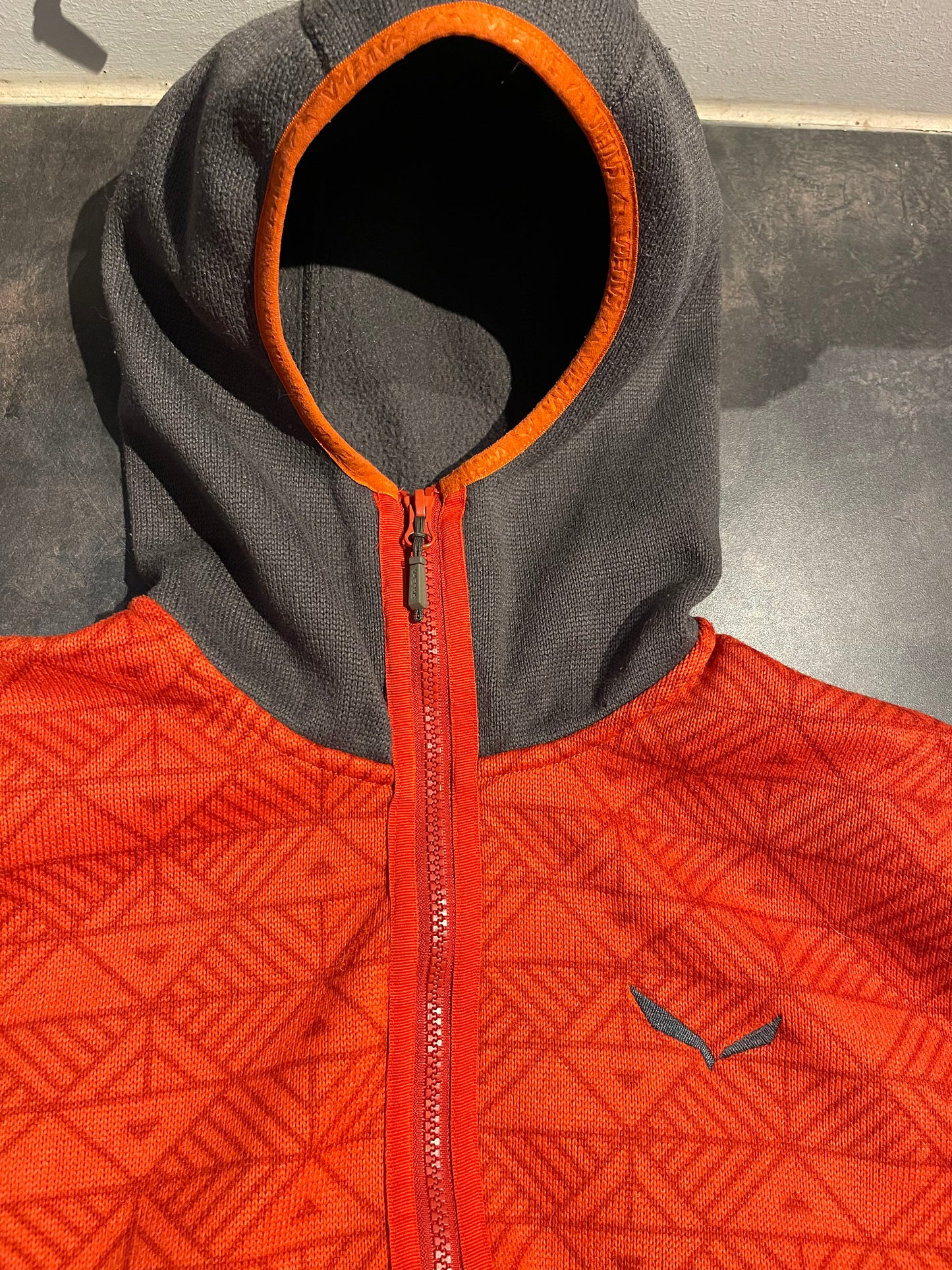 Fleece Jacke von Salewa (L Herren) Zipper Hoodie Muster orange