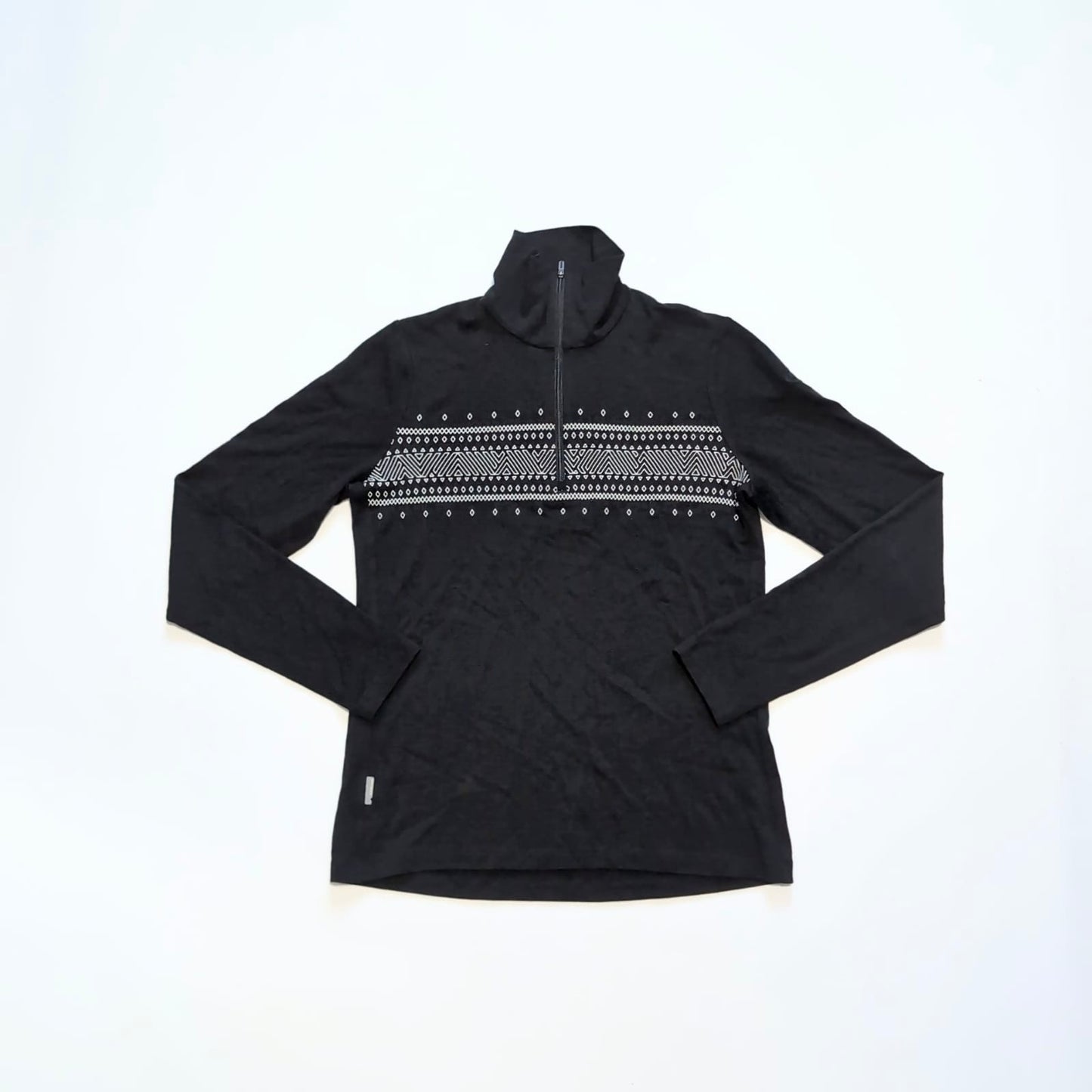 Longsleeve Icebreaker Merino (L Damen) Zip Langarmshirt schwarz Muster