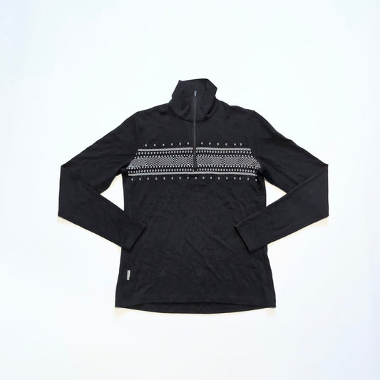 Longsleeve Icebreaker Merino (L Damen) Zip Langarmshirt schwarz Muster