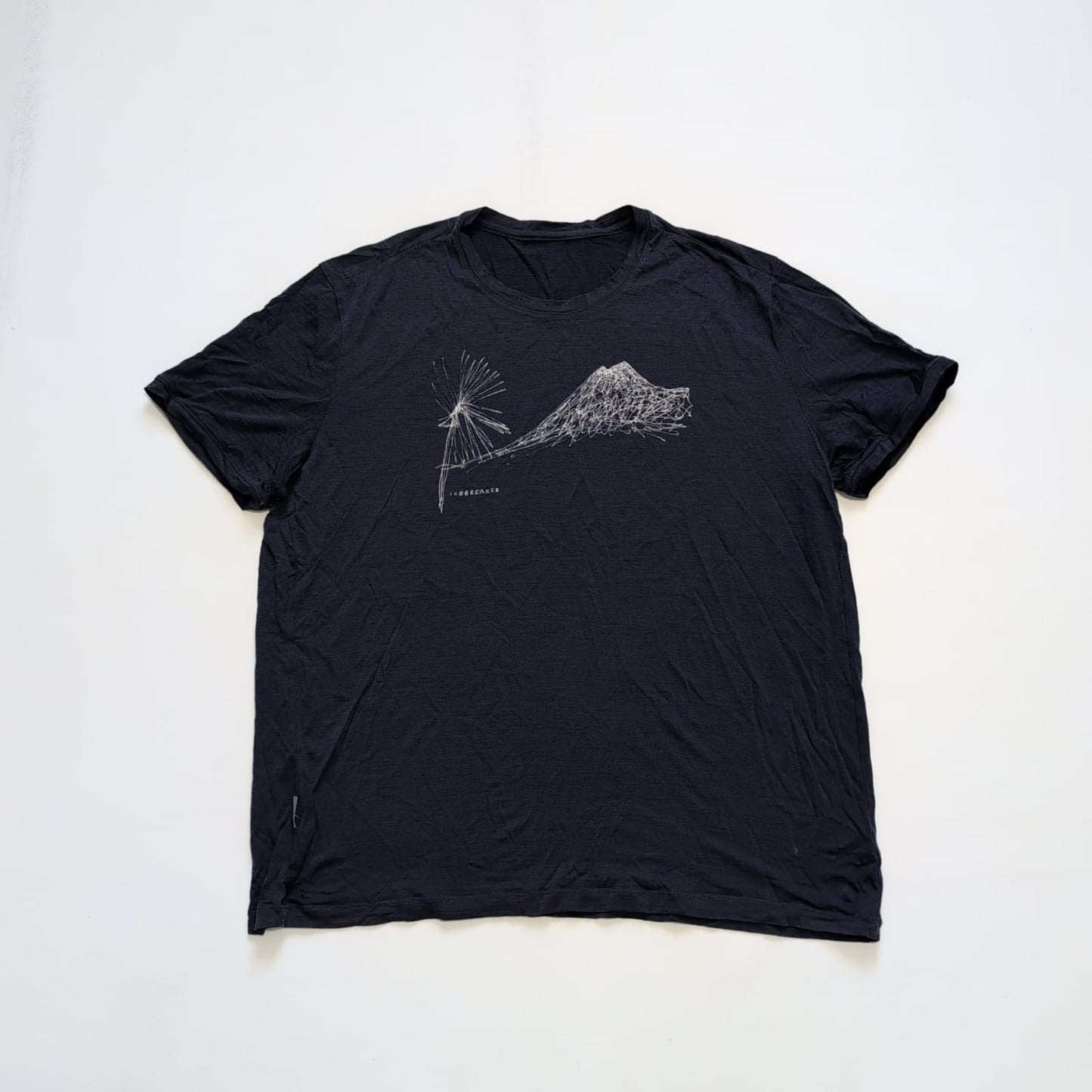 100% Merino T-Shirt von Icebreaker (XL Herren) marineblau mit Print
