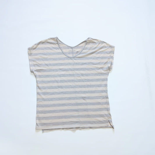 Merino T-Shirt von Icebreaker (Damen M) creme-grau gestreift