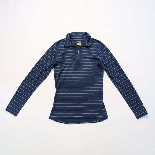 Merino Longsleeve von Icebreaker (S Damen) Neck Zip dunkelblau gestreift