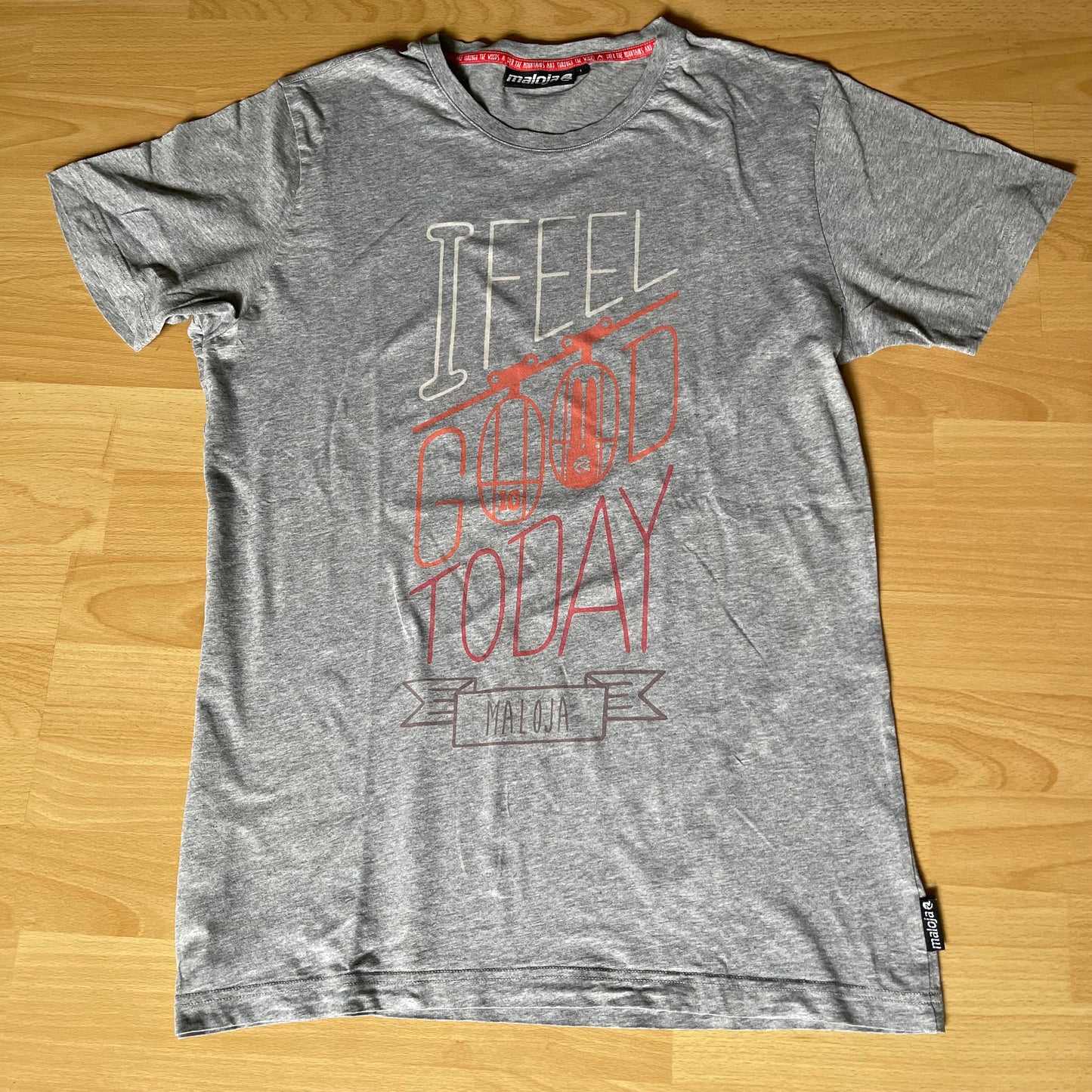 Baumwolle T-Shirt von Maloja (L Herren) grau mit Künstlerprint