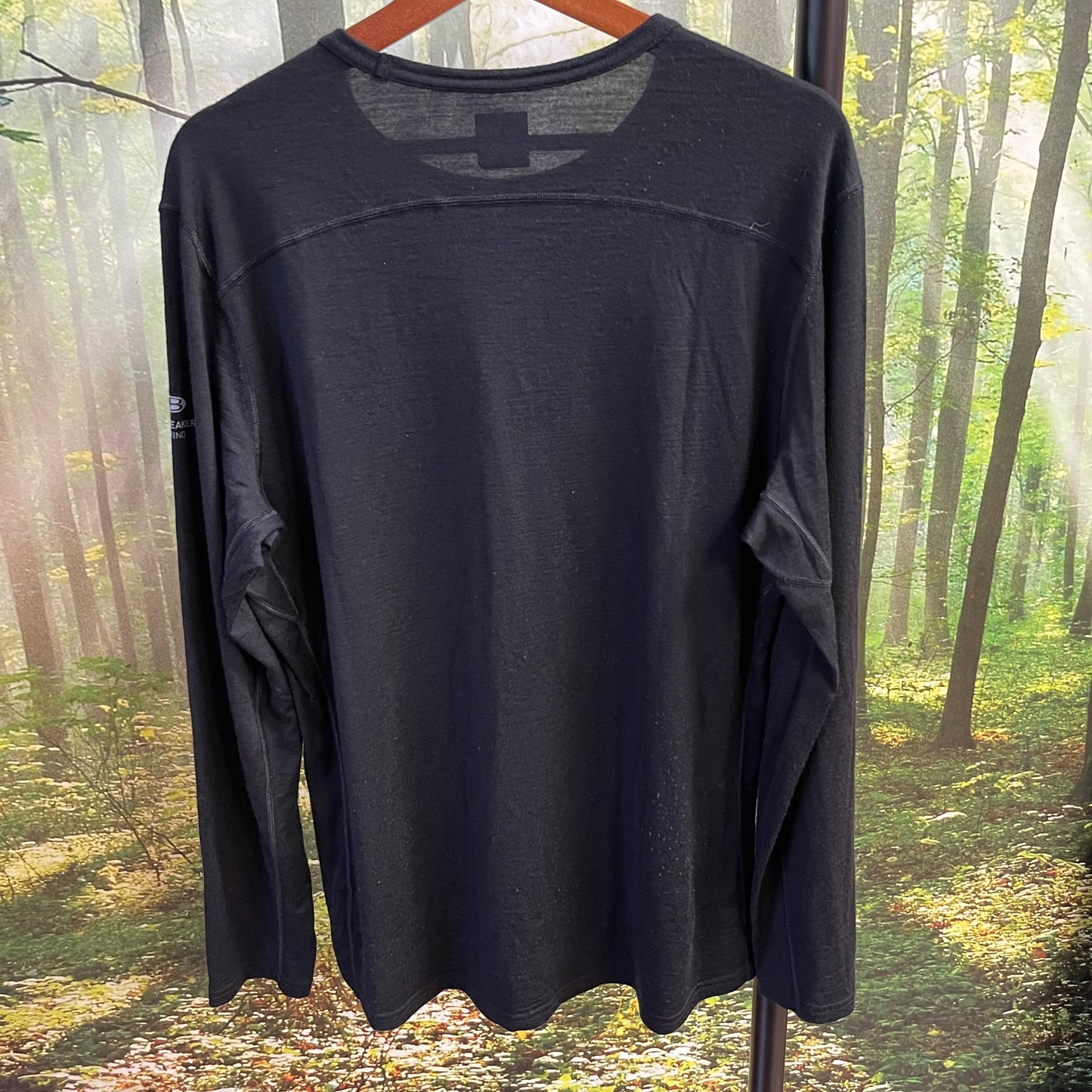 Longsleeve von Icebreaker Merino (XL Herren) schwarz mit Print Berge