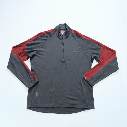Merino Longsleeve Icebreaker (XL Herren) Neck Zip Shirt 260 grau rot