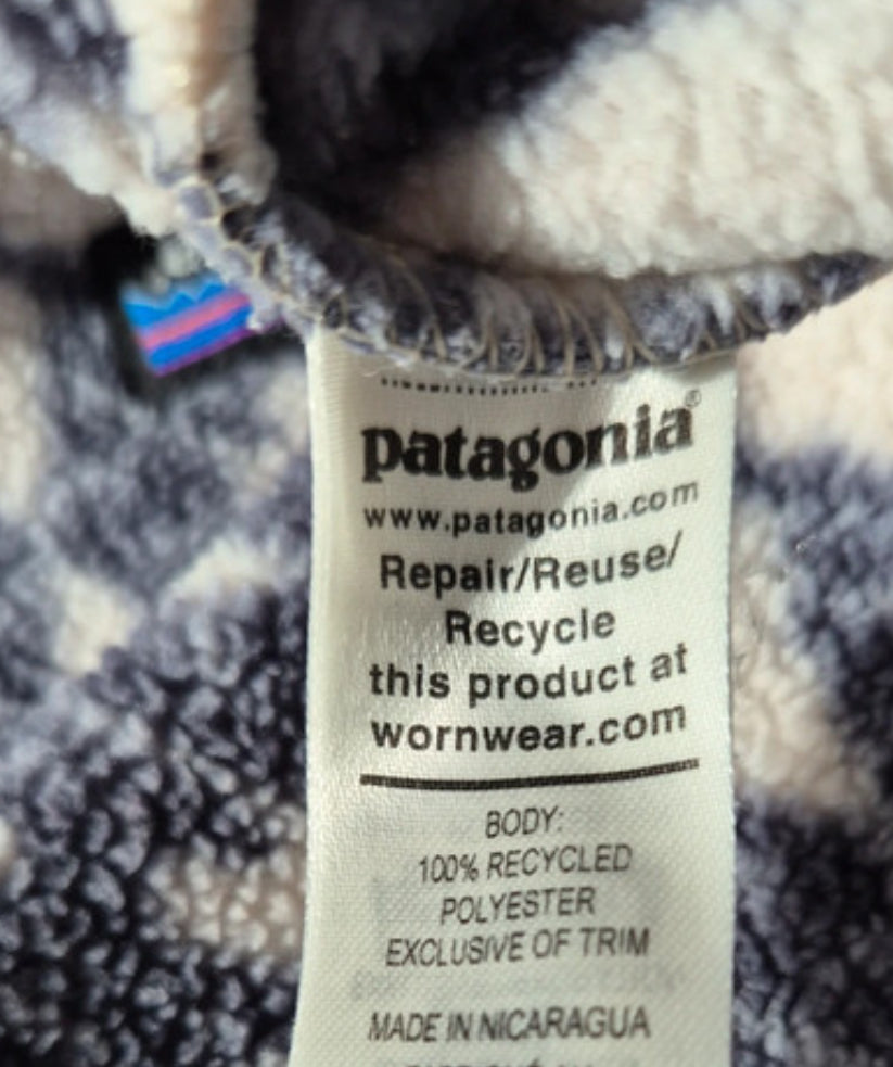 Fleece Pullover Patagonia Synchilla (S Herren / M Damen) Muster weiß grau