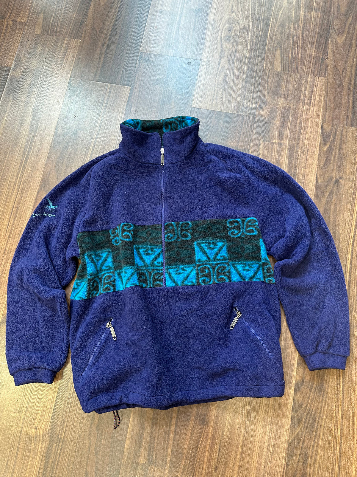 Vintage Fleece Pullover von Salewa (XL Unisex) blau bunt - wanderlich.com