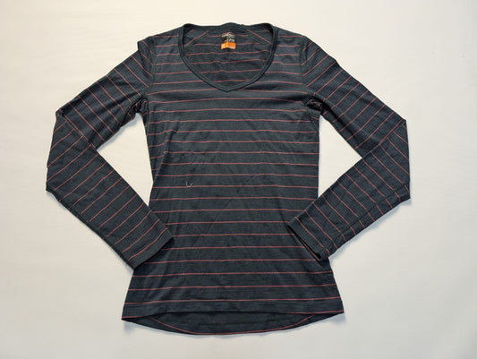 Merino 200 Longsleeve Icebreaker (M Damen) dunkelblau rosa gestreift