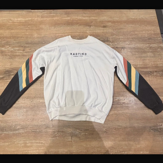 Pullover von Kaotiko (S-M Herren oder M-L Damen) cremeweiß, schwarz, bunt