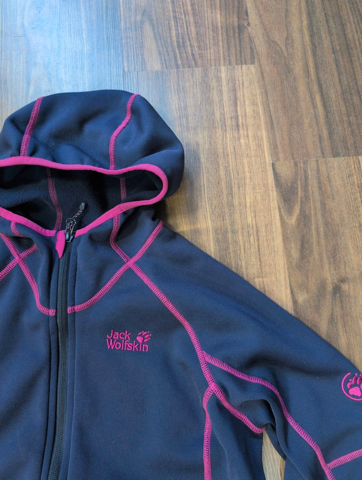 Kapuzen Jacke von Jack Wolfskin (L Damen) Fleece dunkelblau - wanderlich.com
