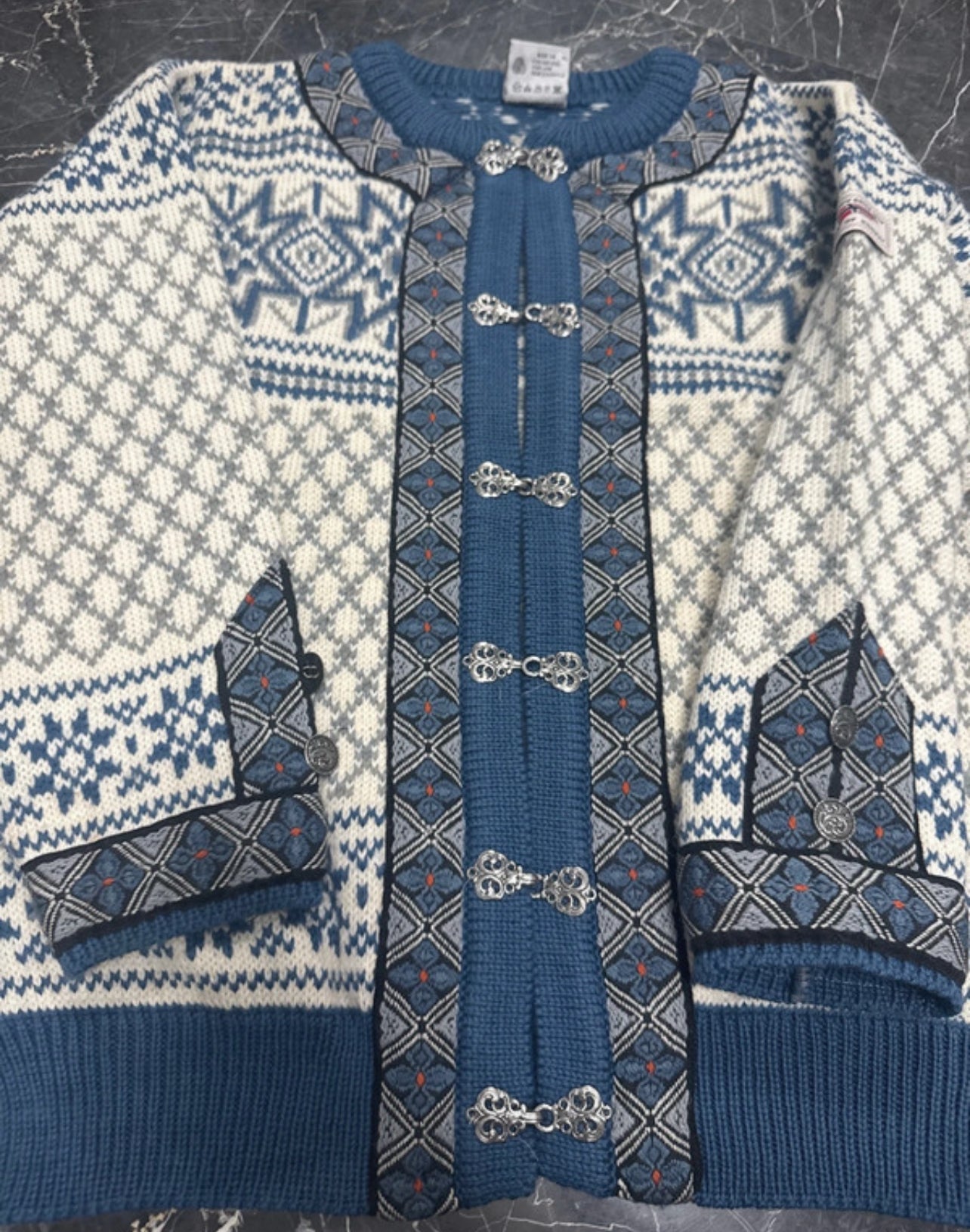 Strickjacke von Dale of Norway (XL Damen) cremeweiß-blau