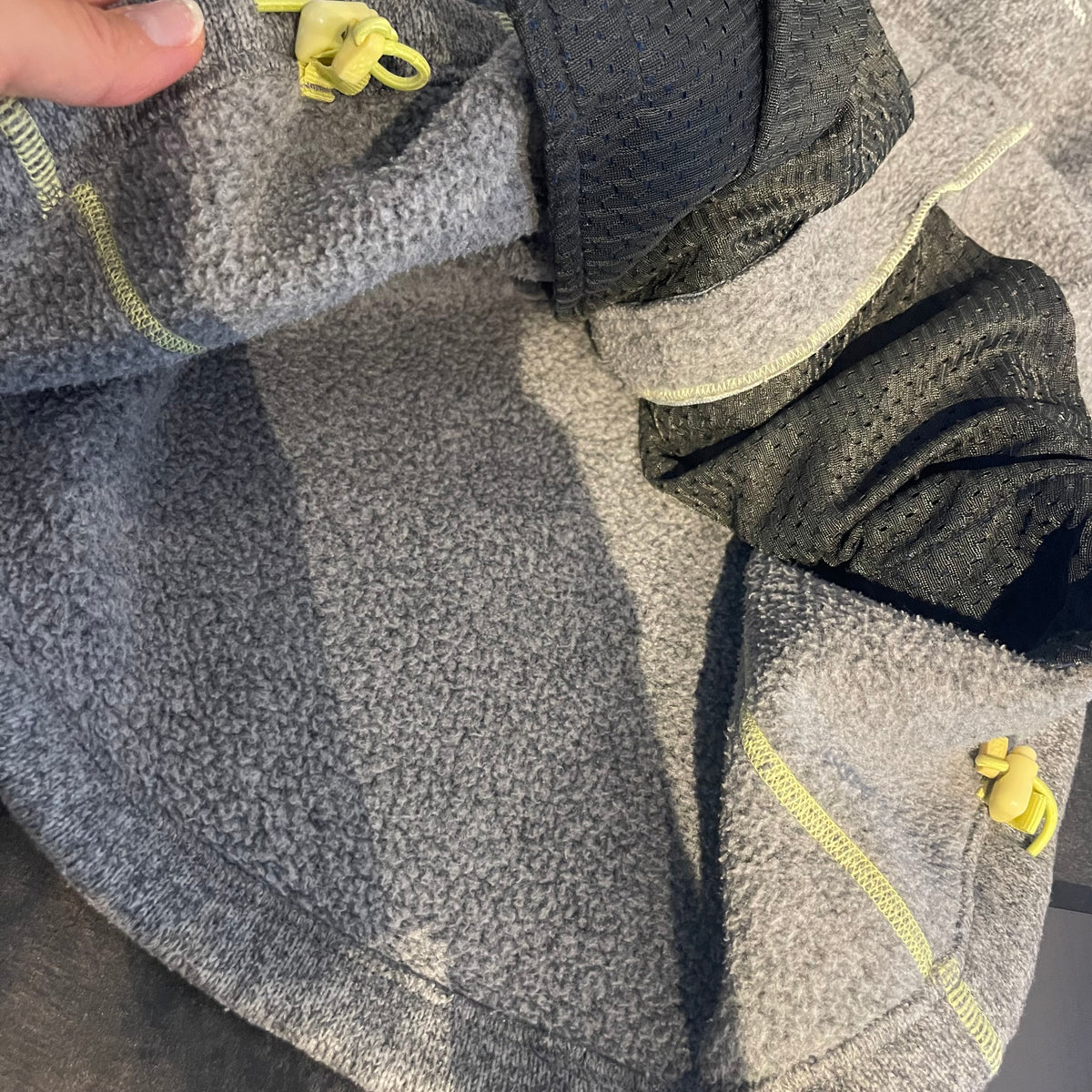 Fleece Jacke Haglöfs (Damen M) Strickoptik Kapuze grau - wanderlich.com