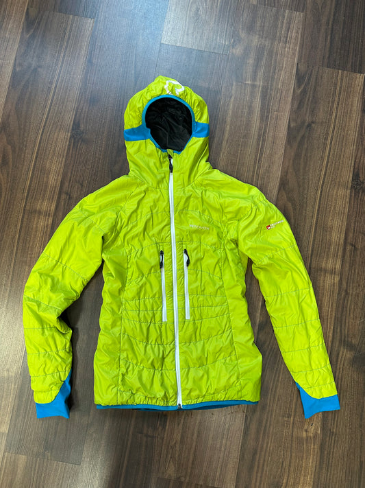 Wolle / Daunen Jacke von Ortovox (S Damen) neon grün mit Kapuze